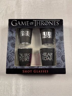 Game of Thrones 4 Piece Shot Glass Set Stark Targaryen Lannister Baratheon
